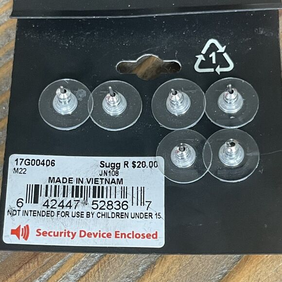 NWT Napier 3 Pair Stud Earrings Set Bumble Bee Ladybug Snail Silver Tone Enamel - Picture 5 of 5